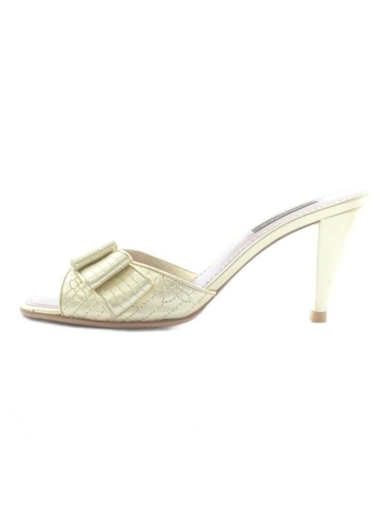 Louis Vuitton Mule Sandals Leather Open Toe High Heels Monogram Ribbon 36 main image 2